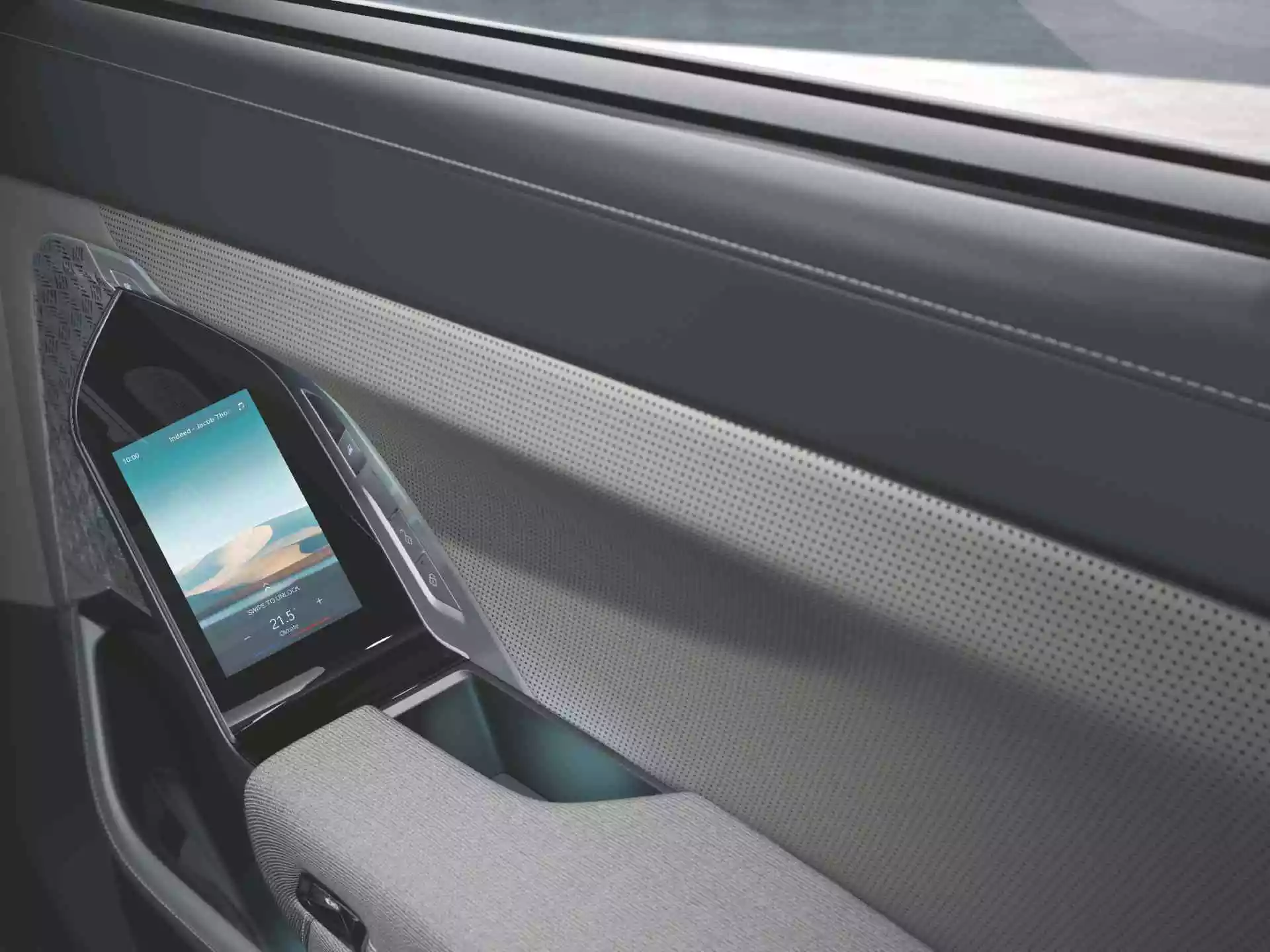 Rear doors with integrated touchscreens.